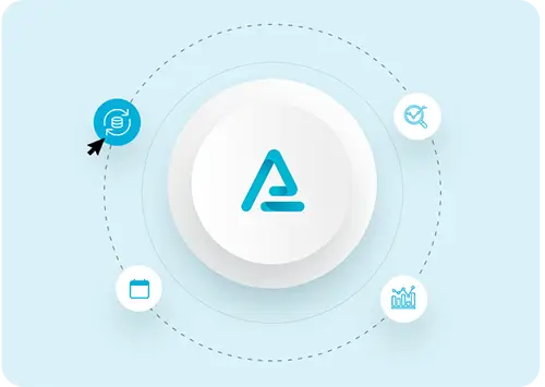 AllActivity logo surrounded by different icons on a blue background